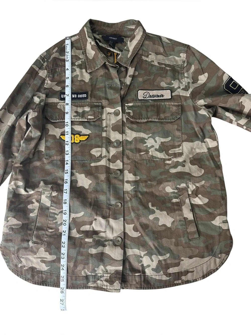 Forever 21 Camouflage Women’s Button Up Jacket with Patches. Size Medium. - Picture 4 of 9